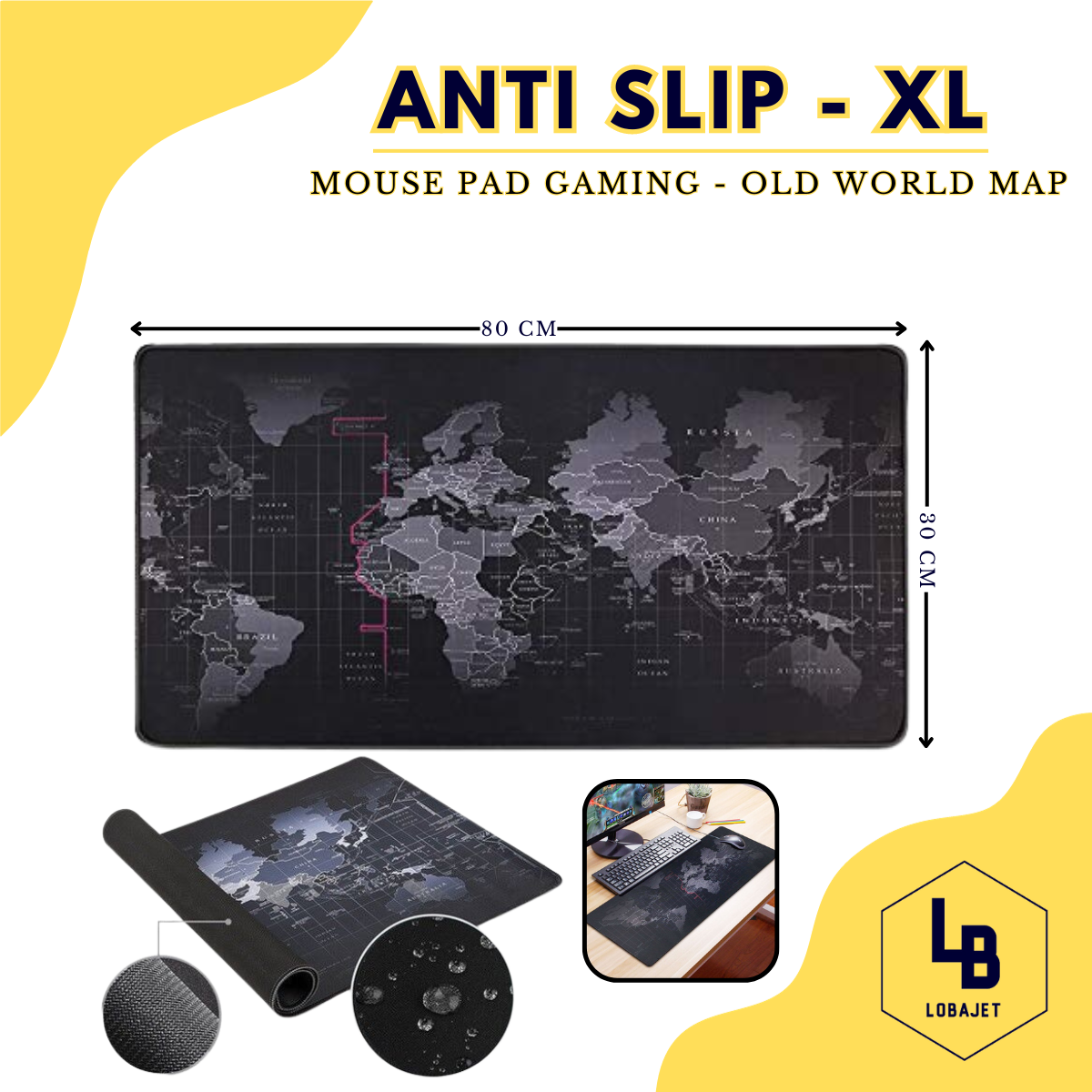 Anti Slip Extra Large Gaming Mouse Pad Old World Map