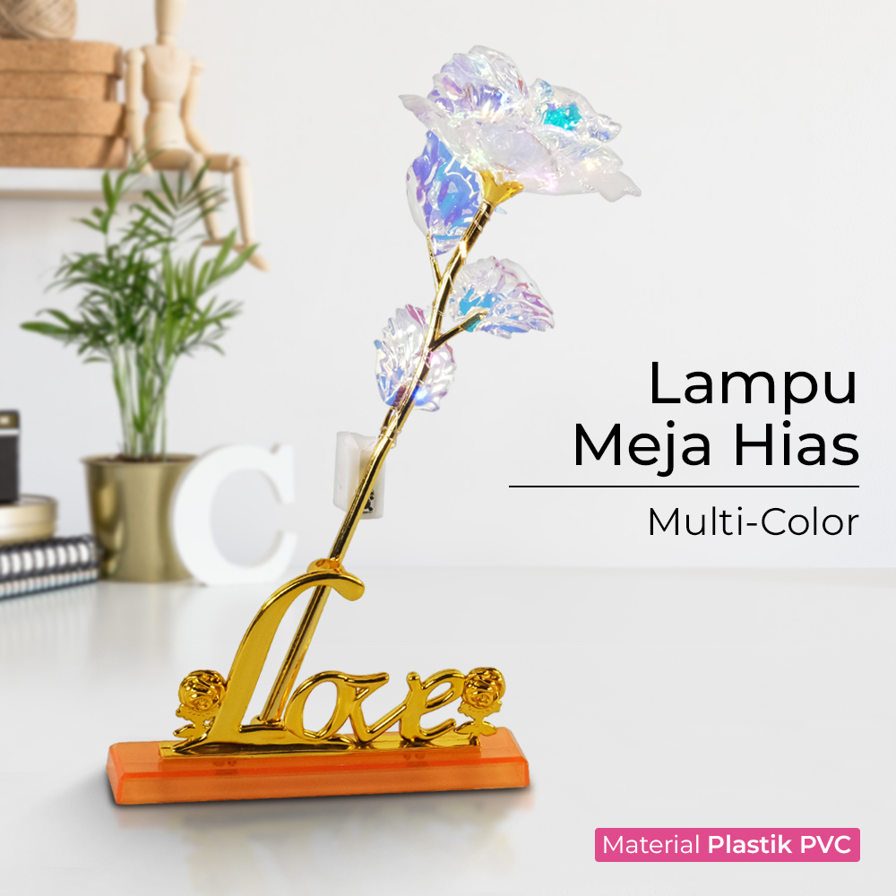 Love Golden Rose Lampu Meja Hias LED Illumination Colorful Light - JZ-699