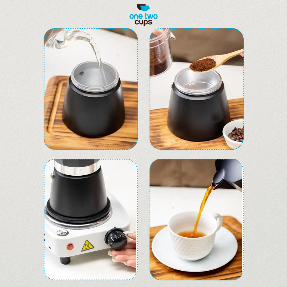 One Two Cups Moka Pot Espresso Coffee Maker Stovetop - PL-315
