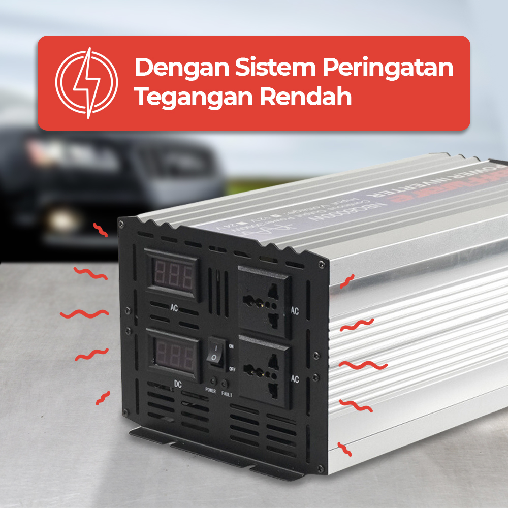 Taffware Power Inverter Mobil Pure Sine Wave DC 12V to AC 220V 6000W - NBQ6000W