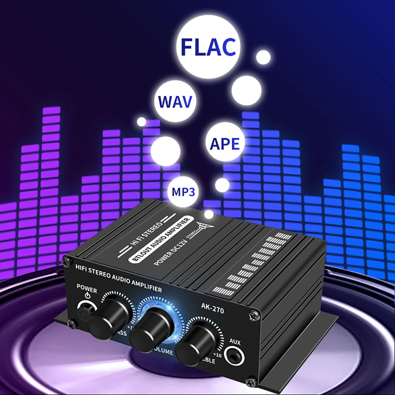 Lepy Audio Amplifier Mini HiFi Stereo Treble Bass Booster - AK-270