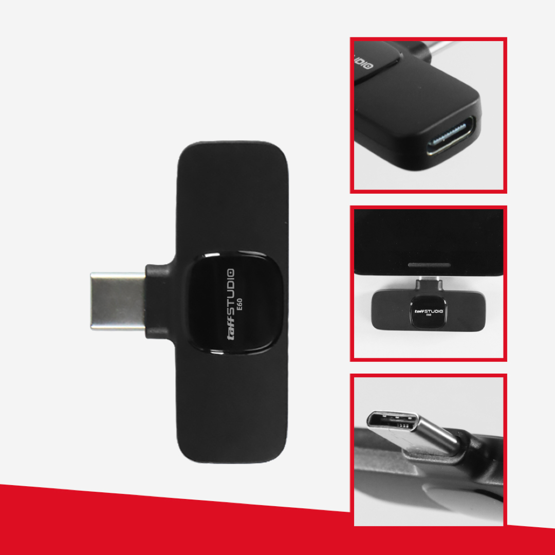TaffSTUDIO Mikrofon Wireless Lavalier Microphone USBTypeC 2.4GHz 2 Mic - E60