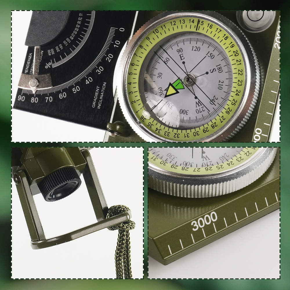 ROBESBON Kompas Militer Hiking Clinometer Steel Military Compass - K4074