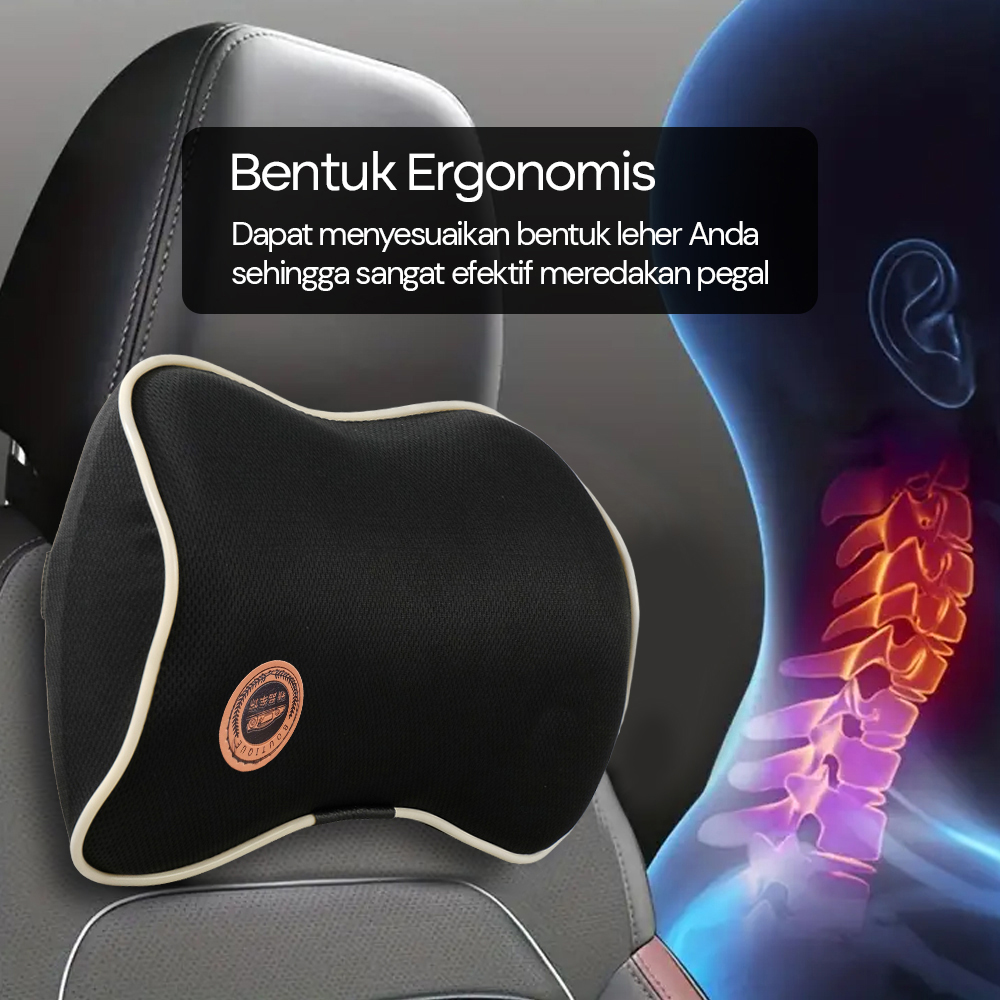 BOUTIQUE Bantal Leher Mobil Ergonomis Memory Foam Car Headrest Pillow - CAR247