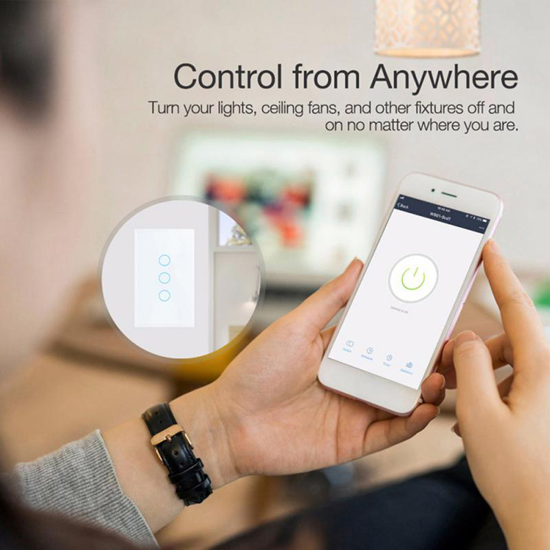 AUBESS Saklar Lampu Smart Switch TUYA WiFi Timer Touch Sense 10A - AB240