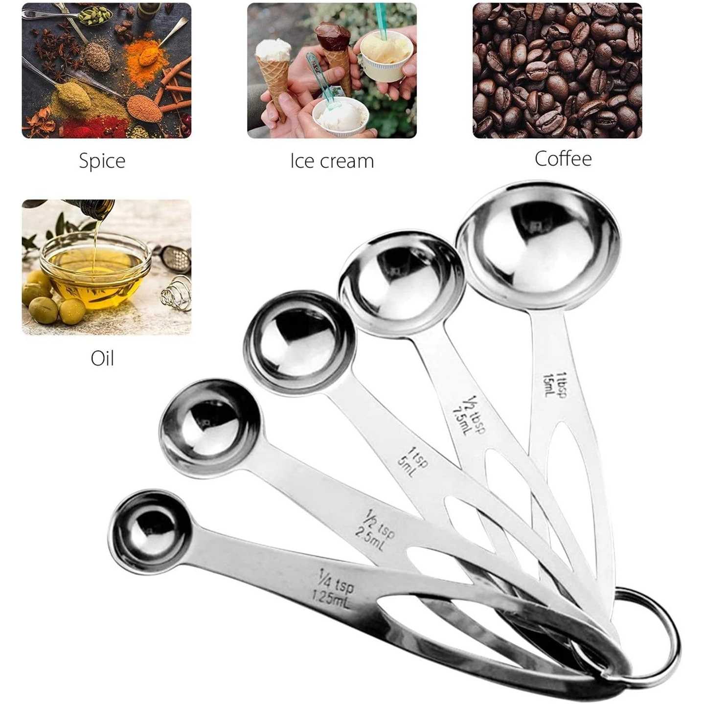 TaffHOME Sendok Takar Set Stainless Steel Measuring Spoon 5 PCS - S300