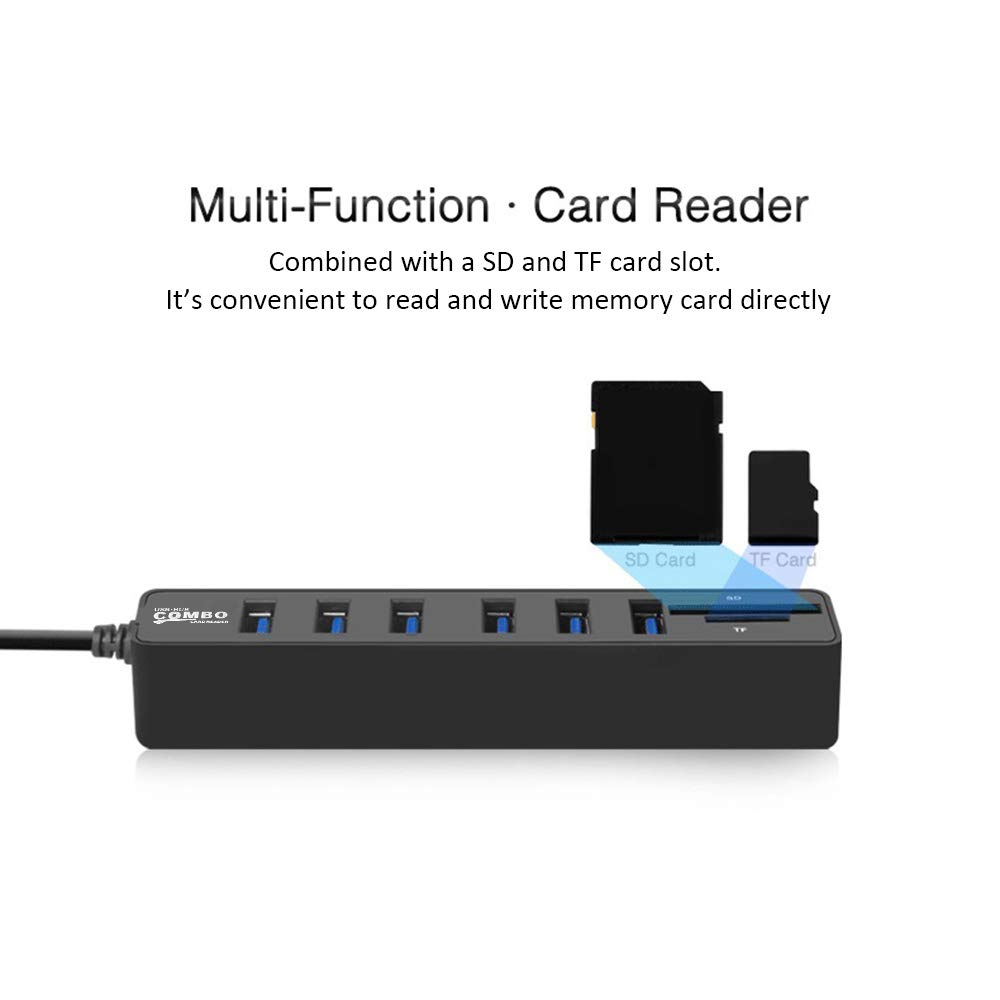 Card Reader 8in1 USB 2.0 USB Hub USB 2.0 MicroSD SD TF Card - CB220602