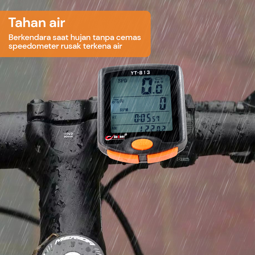 BOGEER Speedometer Sepeda Wireless Odometer LED Waterproof - YT-813