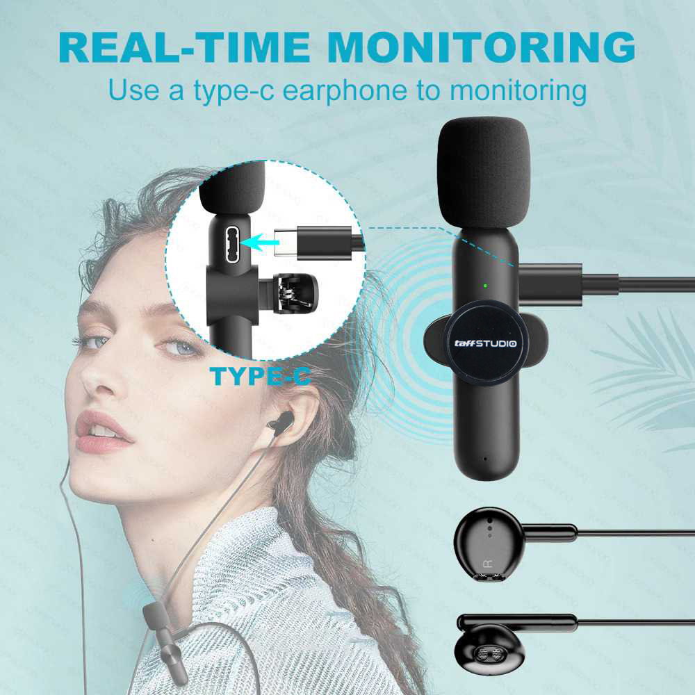 TaffSTUDIO Wireless Lavalier Microphone Vlogger Lightning 2 Mic 2.4GHz - G10