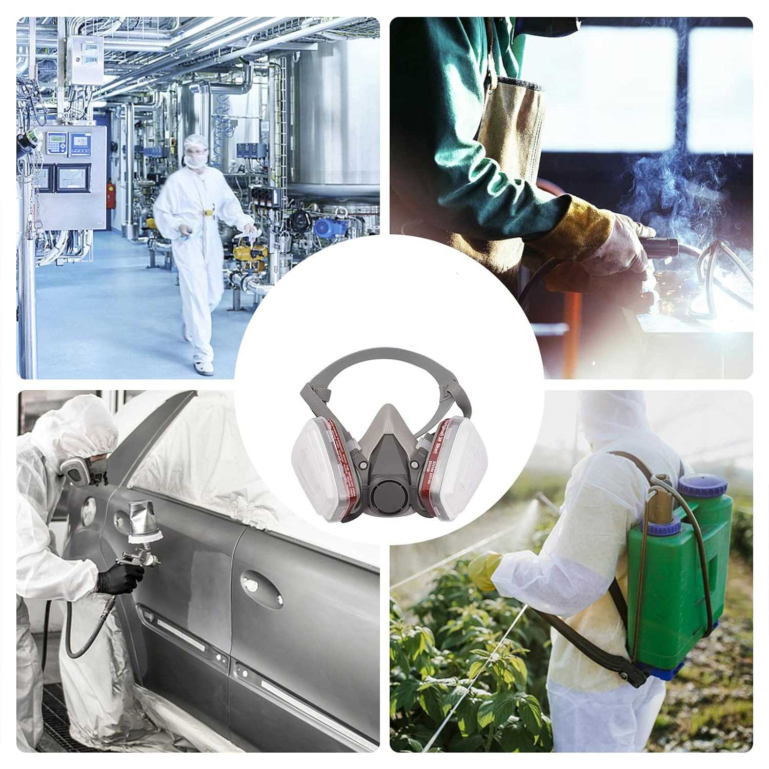 TaffGUARD Masker Gas Half Face Respirator Filter Karbon Aktif KN95 - 6200 - Gambar 6