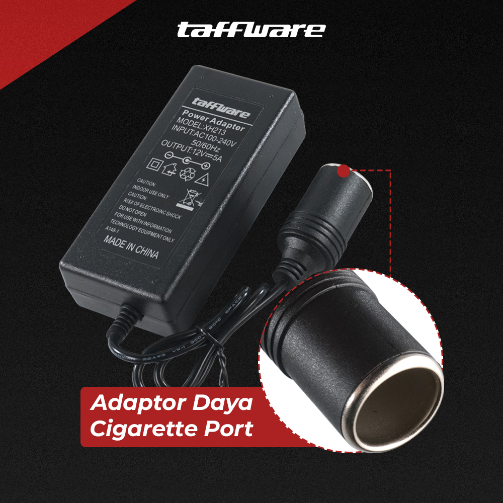 Taffware Adaptor Power Supply Converter AC to DC 12V 5A Cigarette Port - XH213