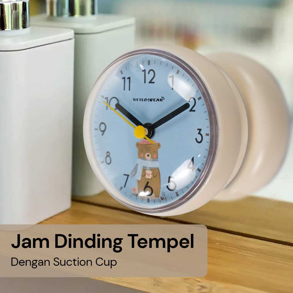 Jual Hellobear Jam Dinding Tempel Wall Clock with Suction Cup