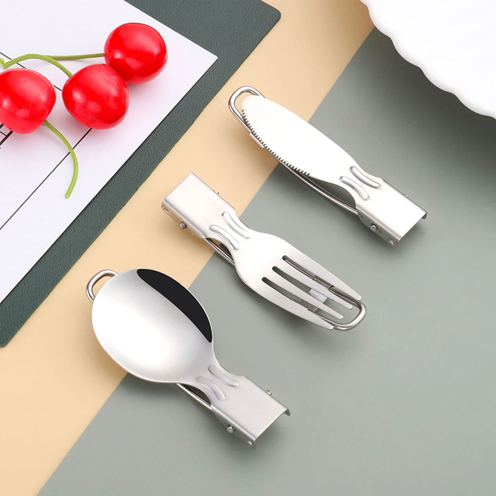 KNIFEZER Set Alat Makan Sendok Garpu Pisau Lipat Portable Cutlery - AOTU