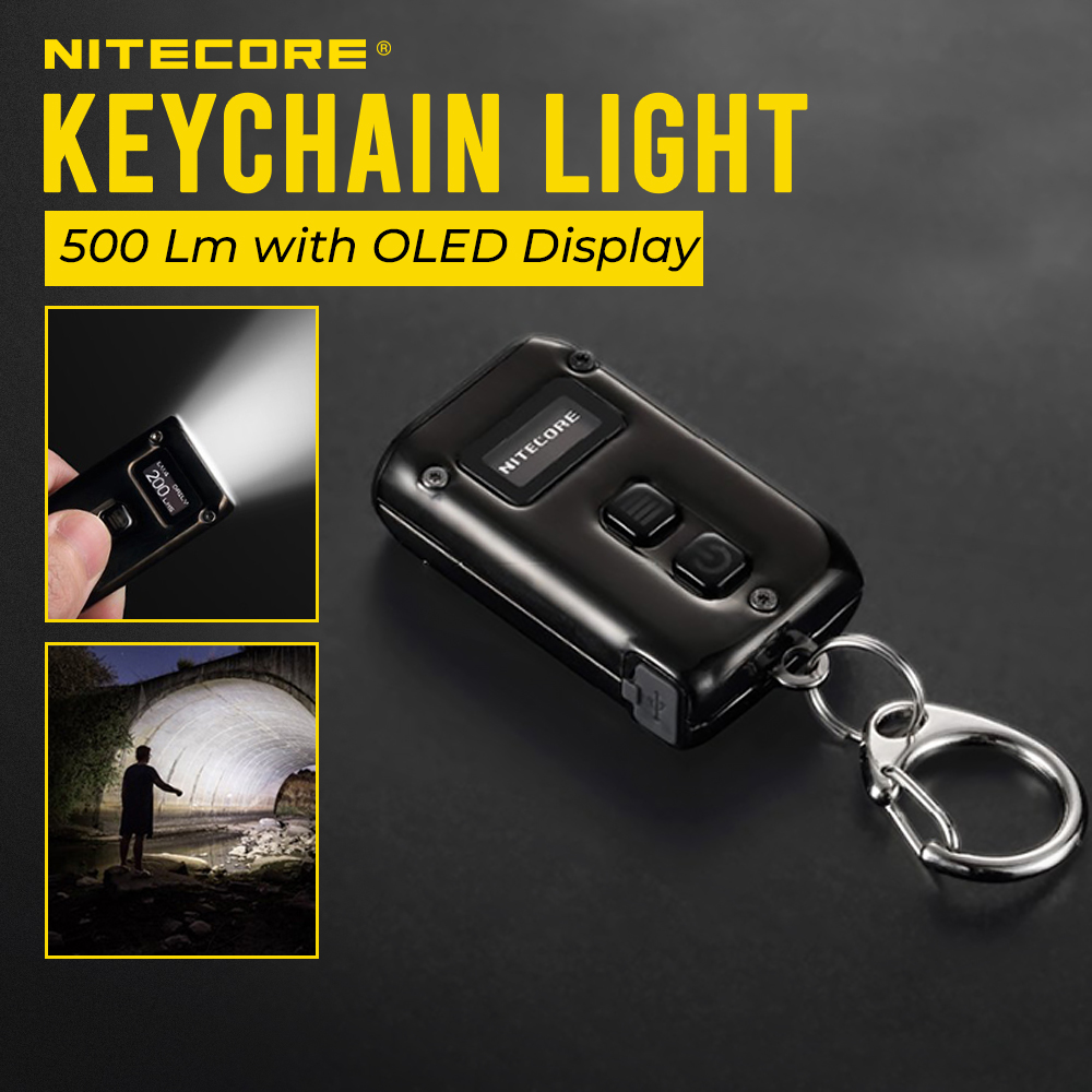 NITECORE Senter LED OSRAM P8 Keychain Light Rechargeable 500 Lumens - TINI2-SS
