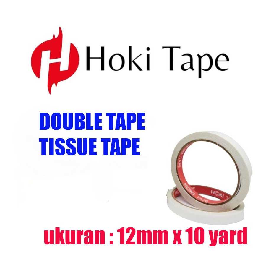 Jual Double Tape Tisue 12mmx10yard hoki putih lakban isolasi