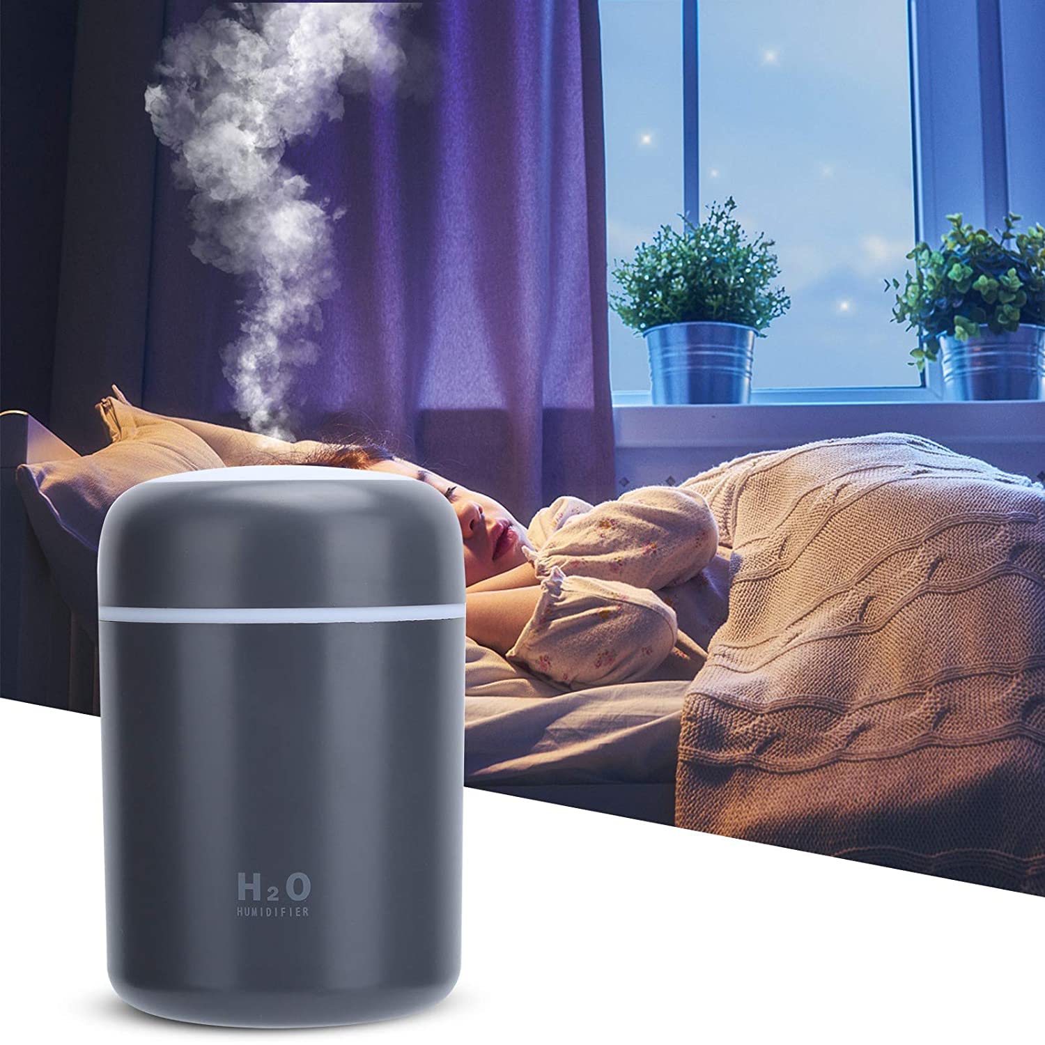 Kesoto Air Humidifier Mini Car Home Ultrasonic Diffuser RGB 300ml - CM-9S