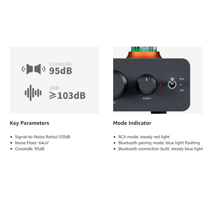 Fosi Audio Preamp Tube Bluetooth 5.1 AptX LL HD Bass and Treble - P3