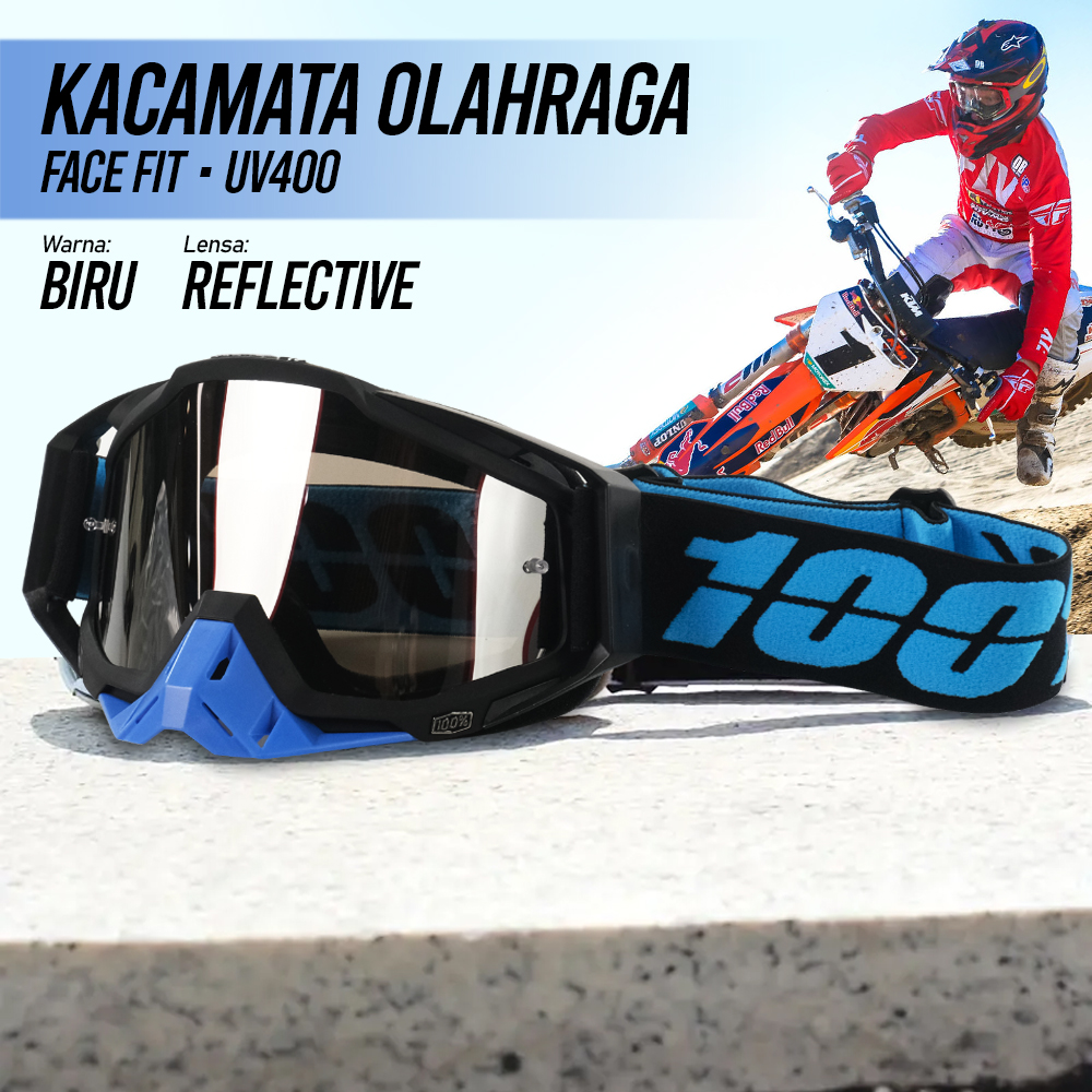 TaffSPORT Kacamata Helm Motor Goggles UV400 Protection Windproof - UV400