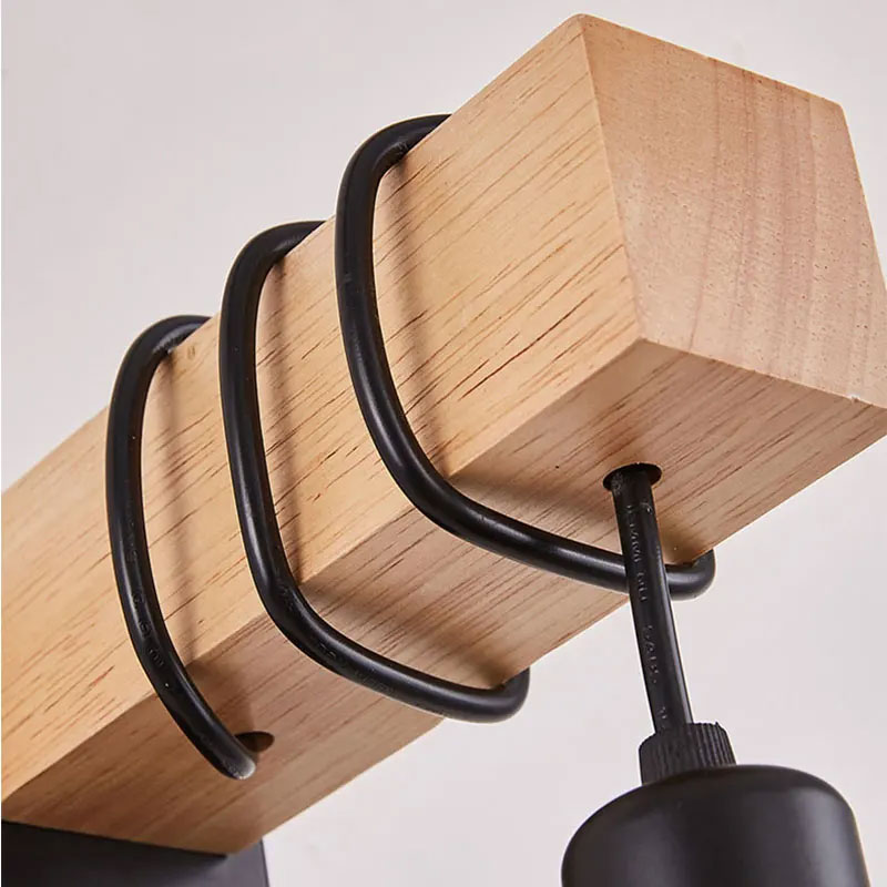 CRAWLA Fitting Lampu Hias Nordic Retro Iron Wood Wall Light E27 - CW27