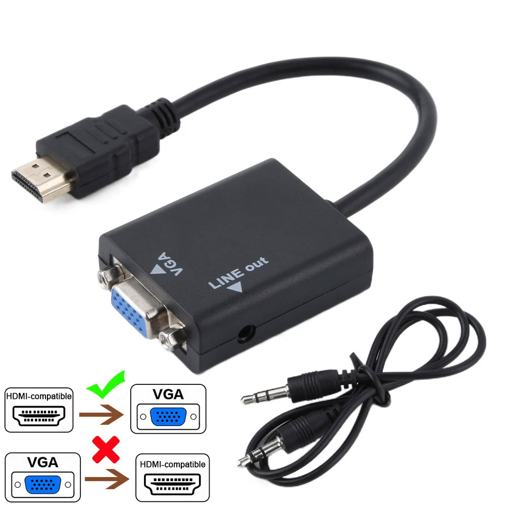Taffware Kabel Adaptor HDMI ke VGA Female Dengan Port Audio - HD008