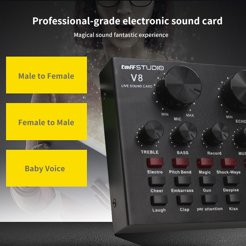 TaffSTUDIO Bluetooth Audio USB External Sound Card Live Broadcast - V8