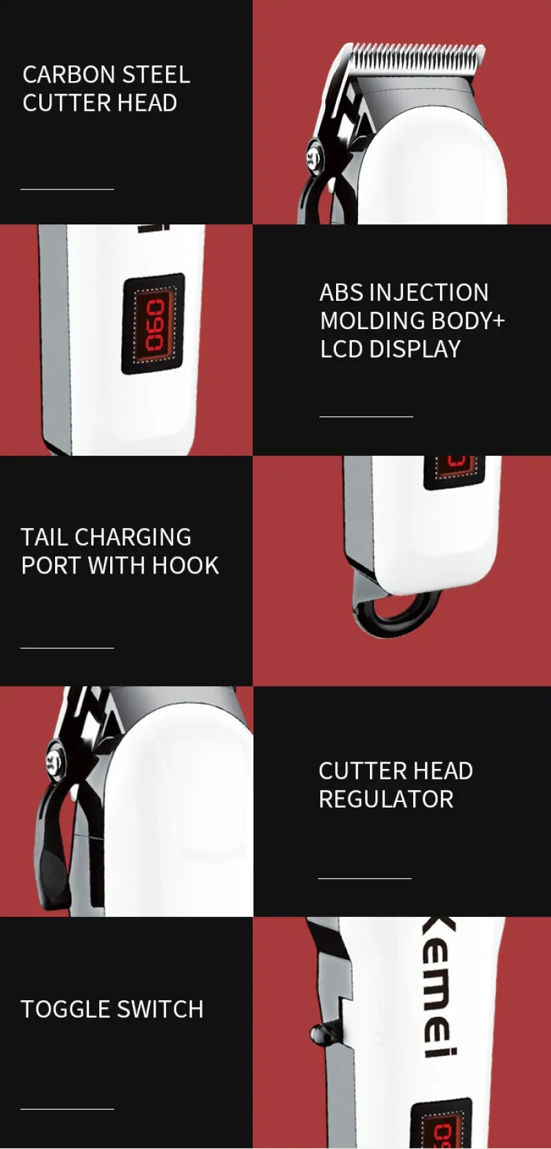 Kemei Cukur Rambut Professional Barber Hair Clipper Trimmer - KM-809A