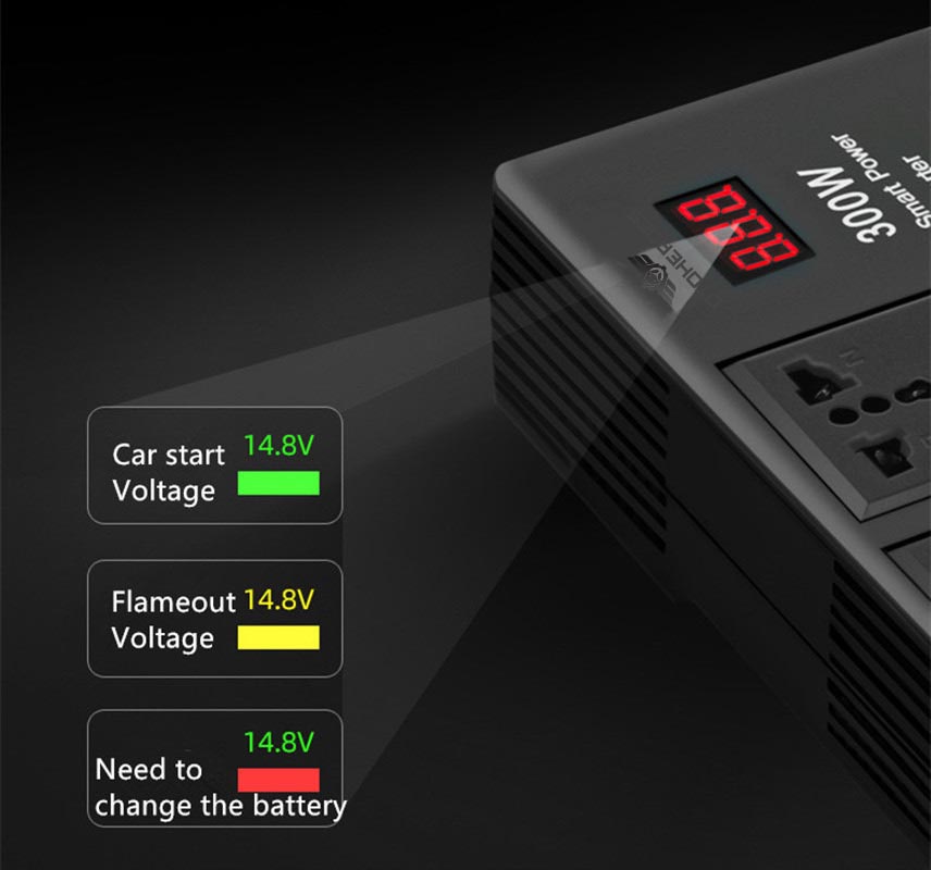 OTOHEROES Car Power Inverter Mobil DC 12V to AC 220V 300W 4 USB Port - E8982