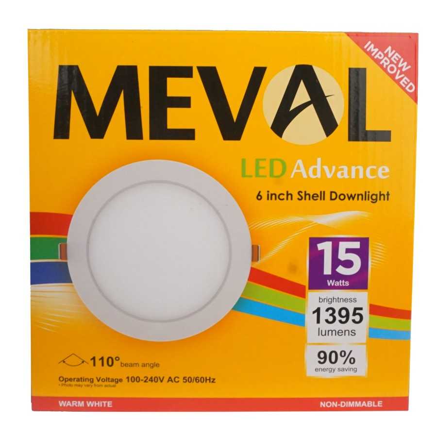 Jual Meval Lampu LED Downlight Shell 6 inch 15W Round, 6500K
