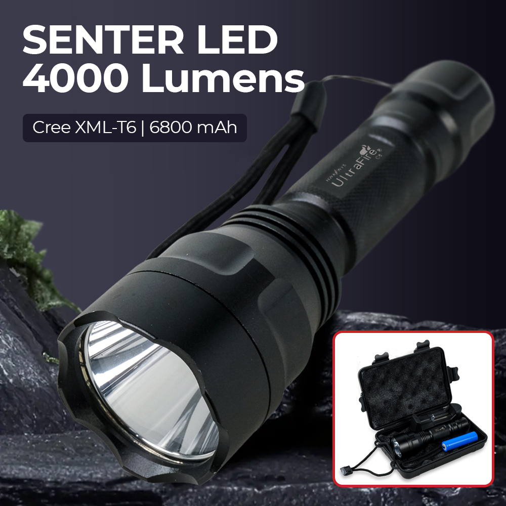 UltraFire Senter LED Flashlight XML-T6 4000 Lumens Charger dan Baterai - C8