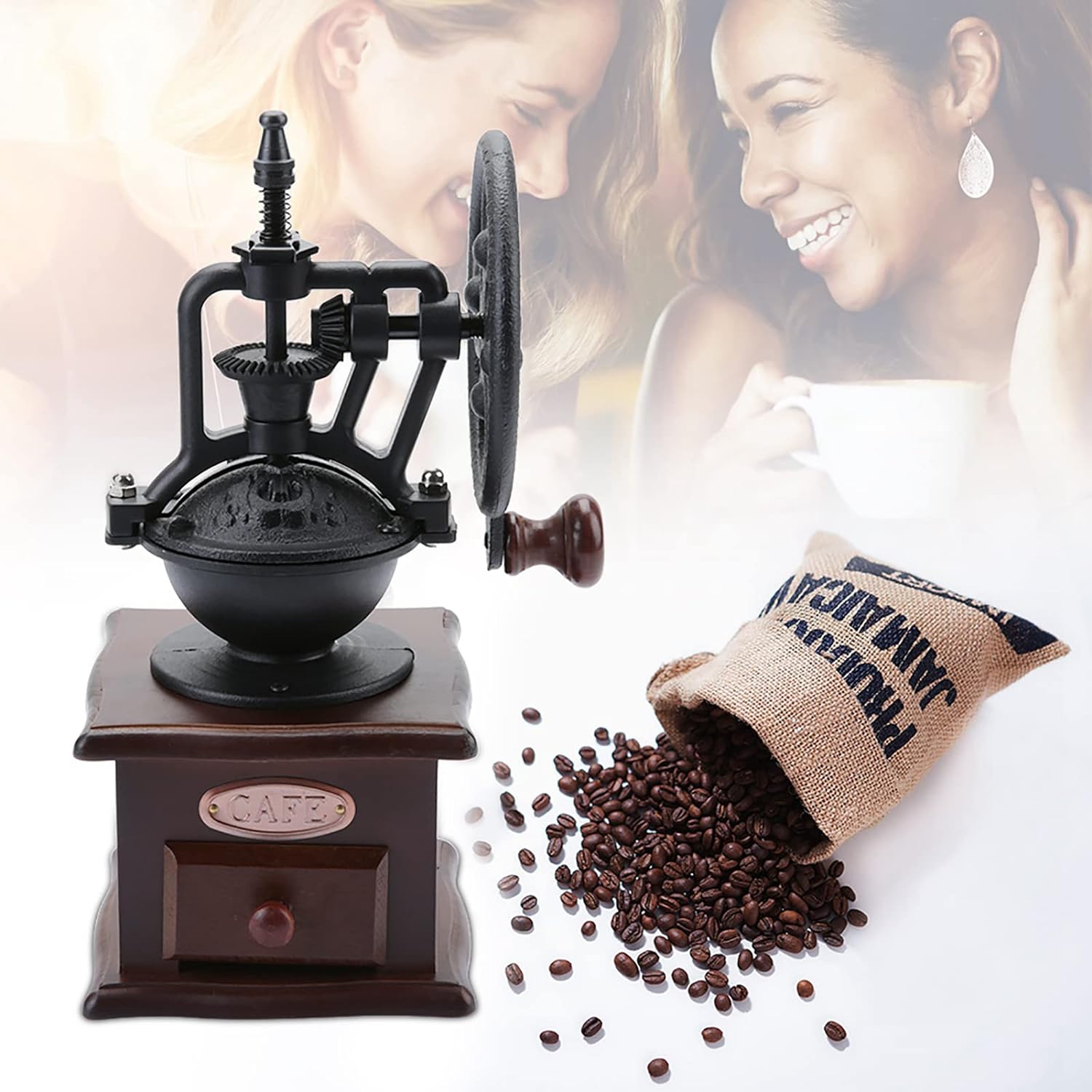 ALOCS Alat Penggiling Kopi Manual Coffee Grinder Wood Adjustable 30g - CW85532