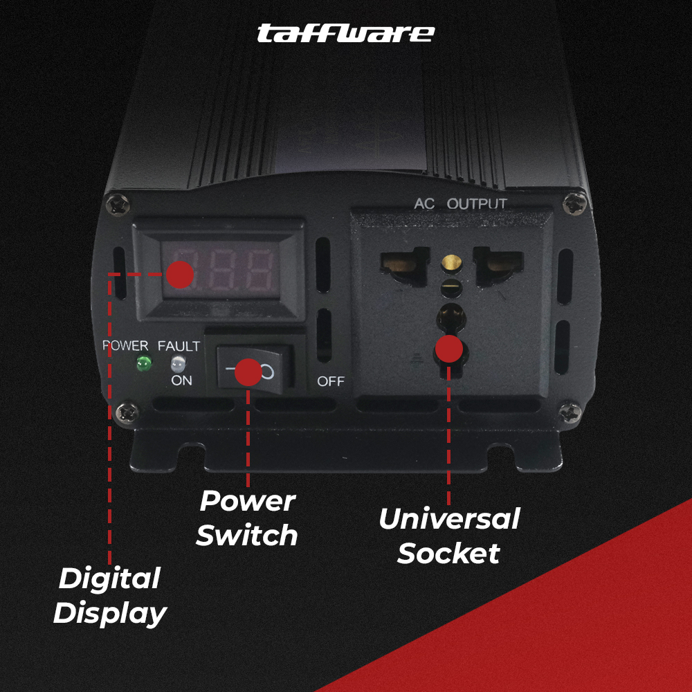 Taffware Power Inverter Mobil Pure Sine Wave DC 24 to AC 220V 1000W - NBQ1000