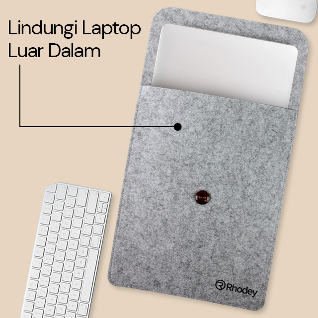 Rhodey Felt Button Style Sleeve Case Laptop Ultrabook - DA58