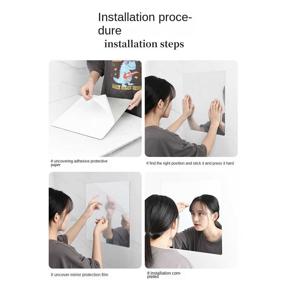 LEVO Cermin Akrilik DIY Bathroom Mirrors Acrylic Wall Decorations - L01 - Gambar 5