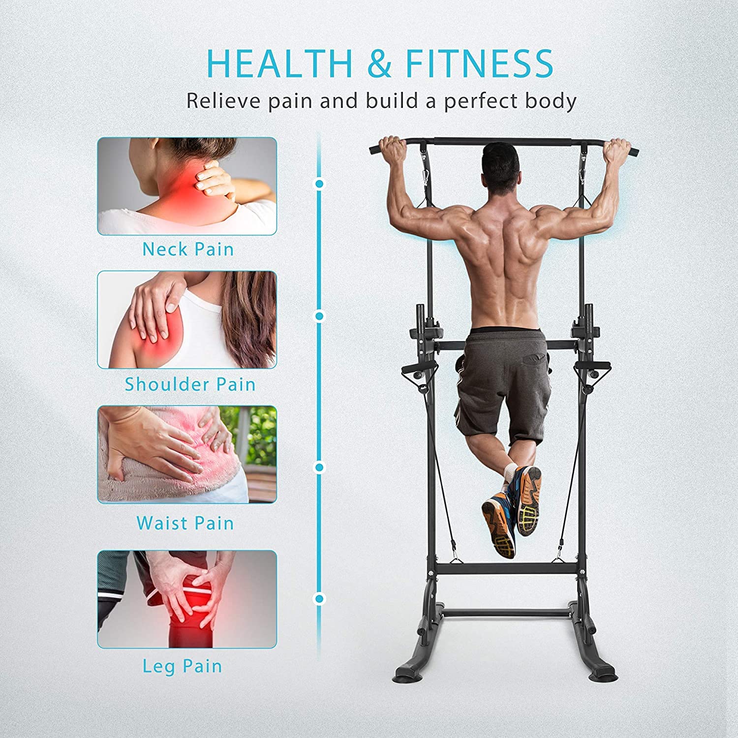TaffSPORT Fitness Station Pull Up Bar Body Building Rig Home Gym - ZE69