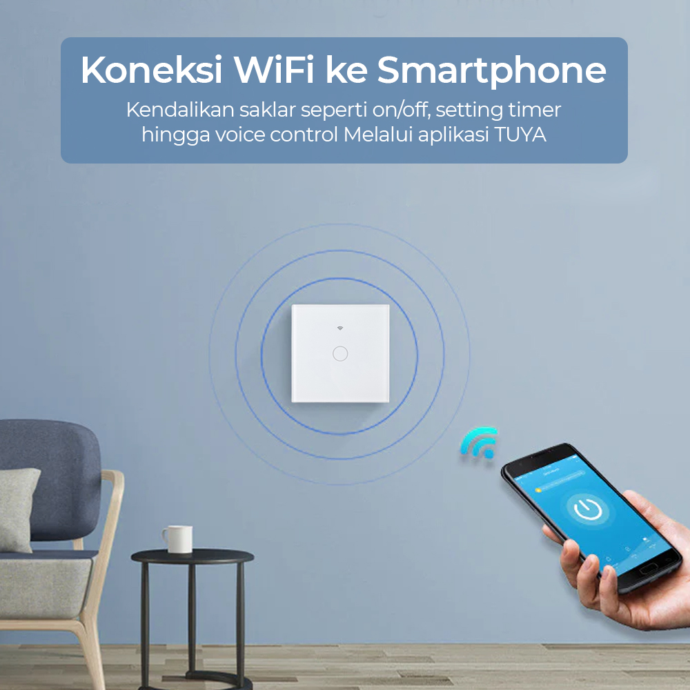 TaffHOME Saklar Lampu Wireless WiFi RF Smart Home Model - WHK05