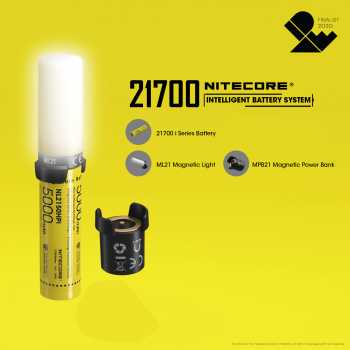 NITECORE Baterai Isi Ulang 21700 Li-Ion Button Top 5000mAh 4.2V 1 PCS - NL2150HPi