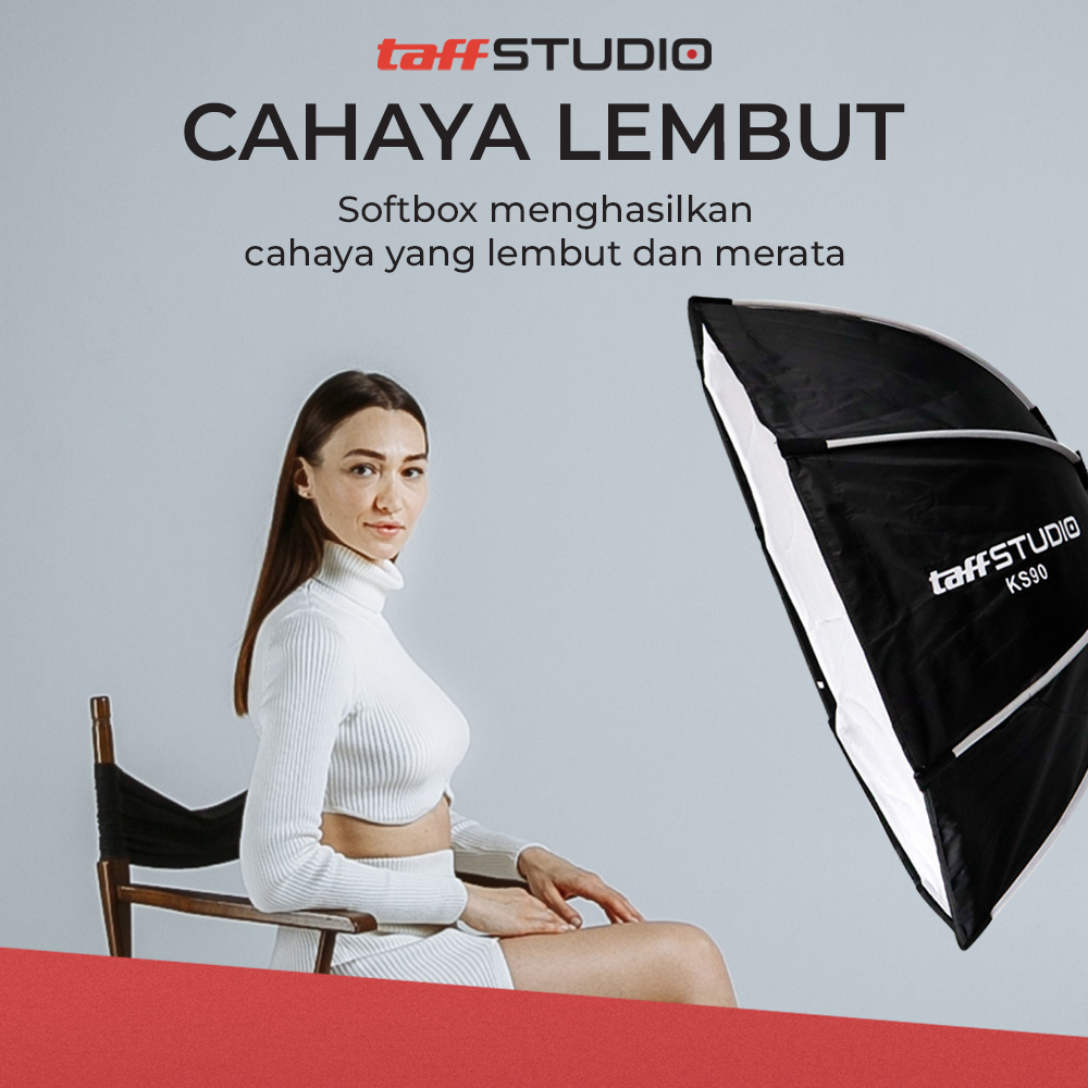 TaffSTUDIO Payung Studio Octagonal Softbox Reflektor Flash 90cm - KS90