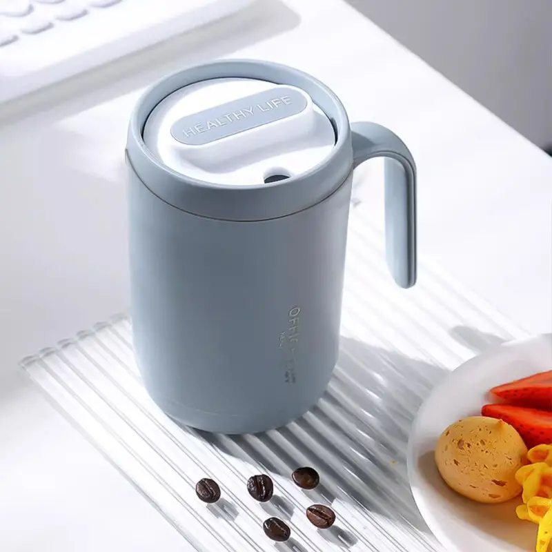 JIATA Cangkir Kopi Plastik Tutup Anti Tumpah Minimalist Mug 500ml - J-304