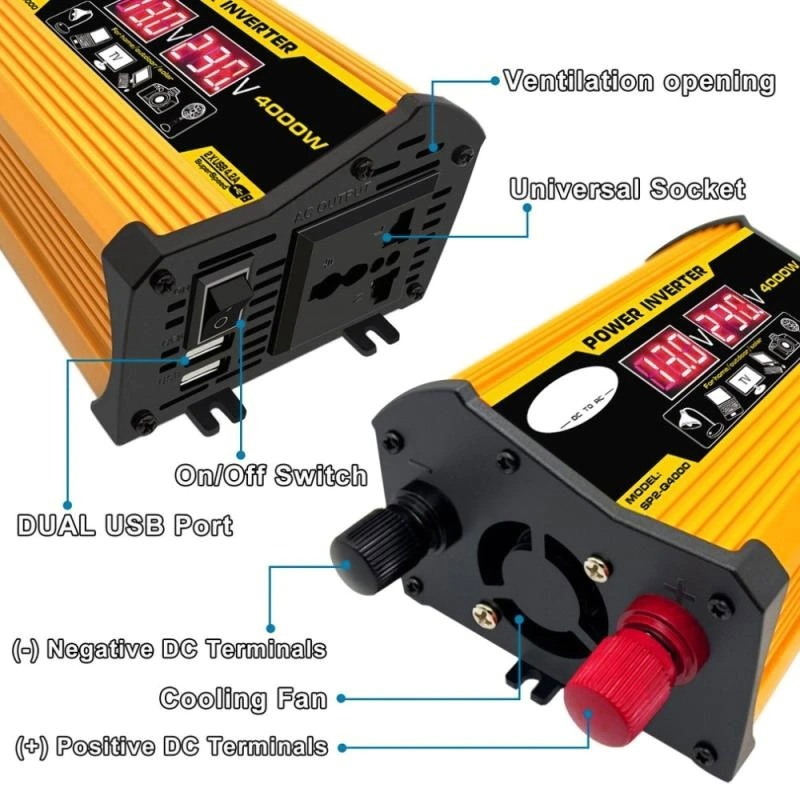 MNSS Car Power Inverter Transformer DC 12V to AC 220V 4000W - Q4000