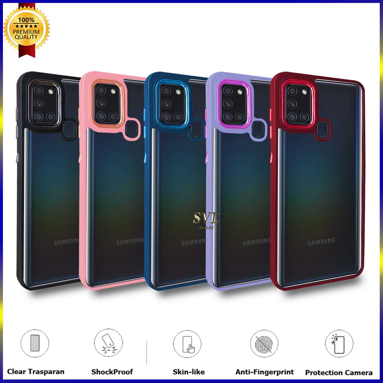 Jual Case Samsung A21S Hybrid Chrome Transparant Clear Casing