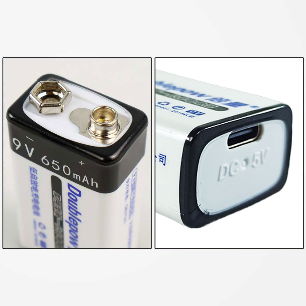 Doublepow Baterai Rechargeable 9V Li-Ion 650mAh 1 PCS - DP-9V6
