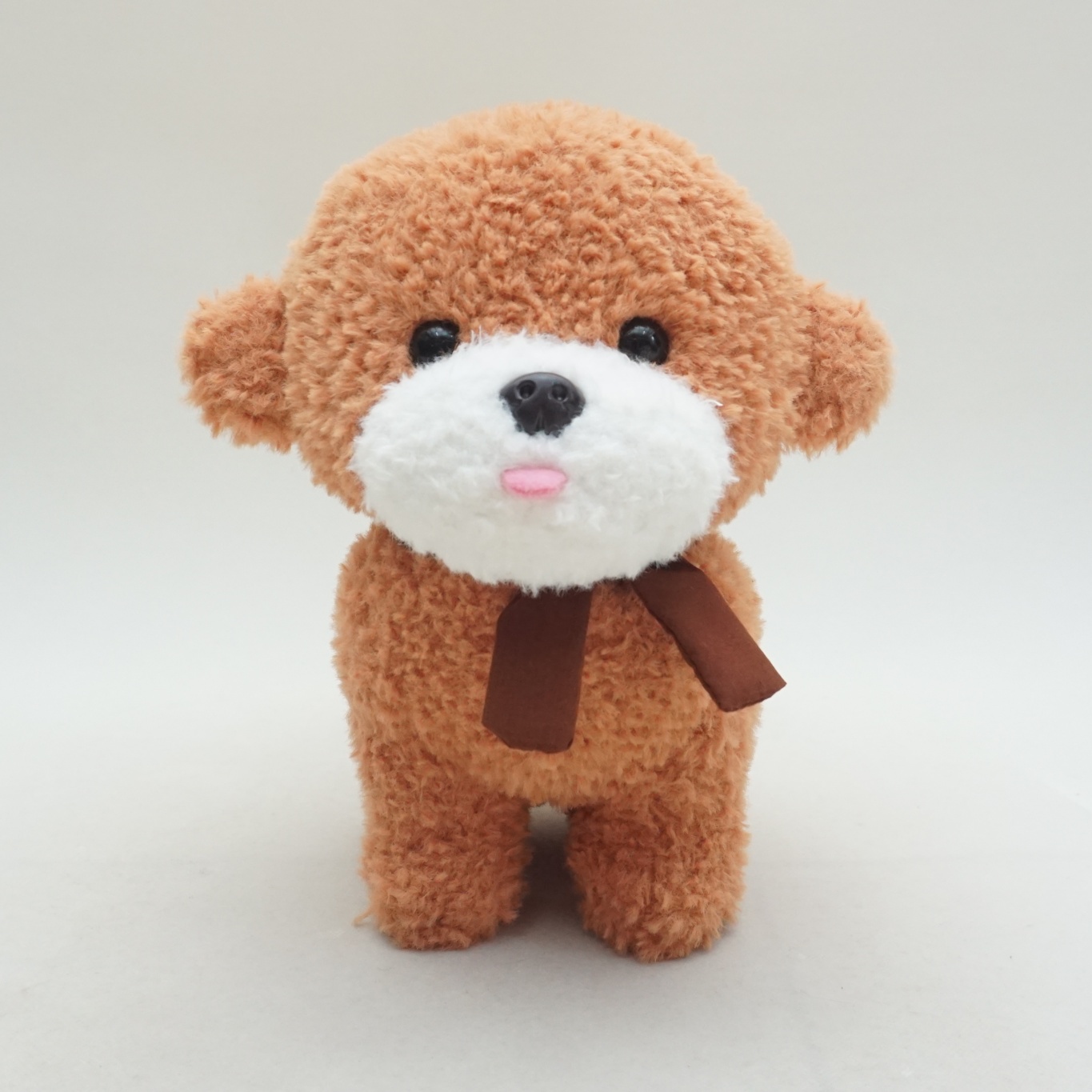 boneka anjing poodle bulat cute dog bulu ikal coklat medium