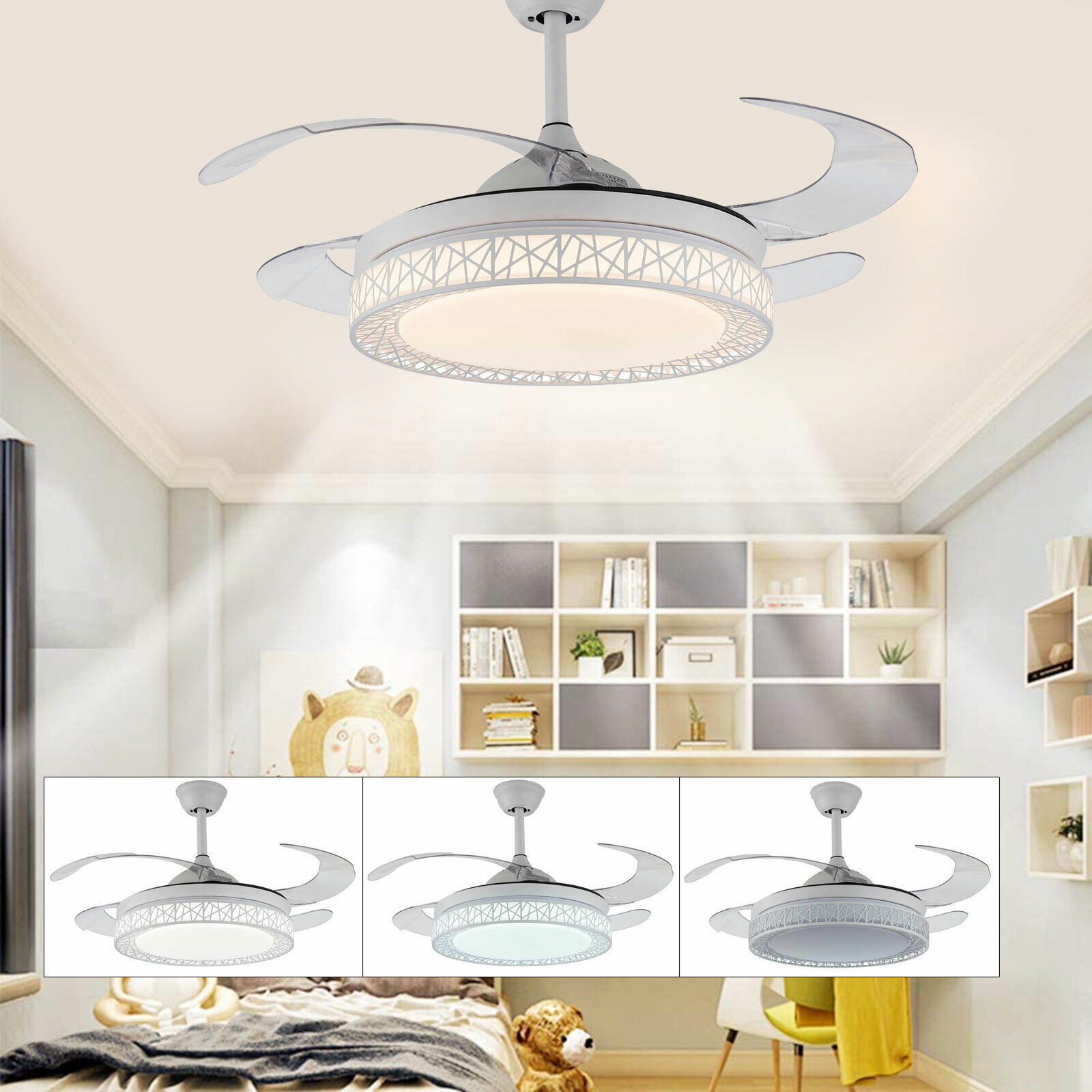 SOVE Kipas Angin Gantung Lampu LED Tri Color with Remote Control - VL-28