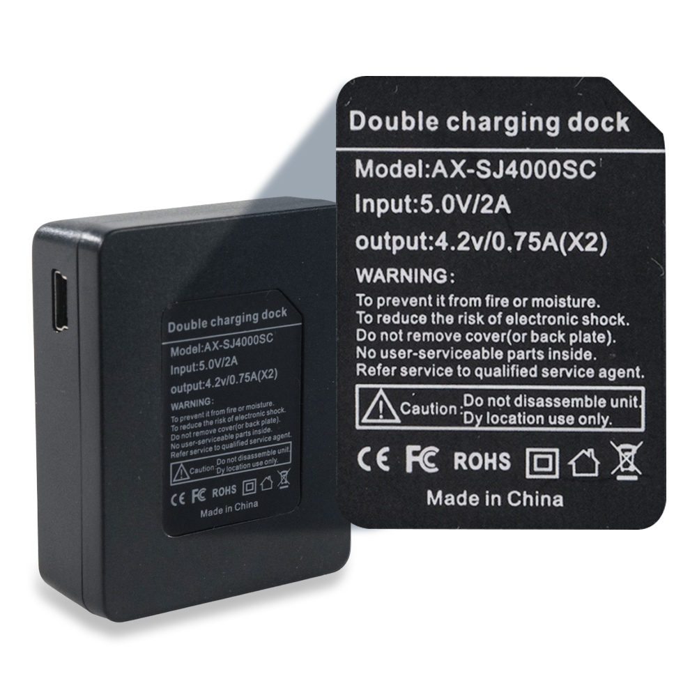 GREYSKY Dual Battery Charger SJCAM SJ4000 SJ5000 SJ6000 M10 - AX-SJ4000C