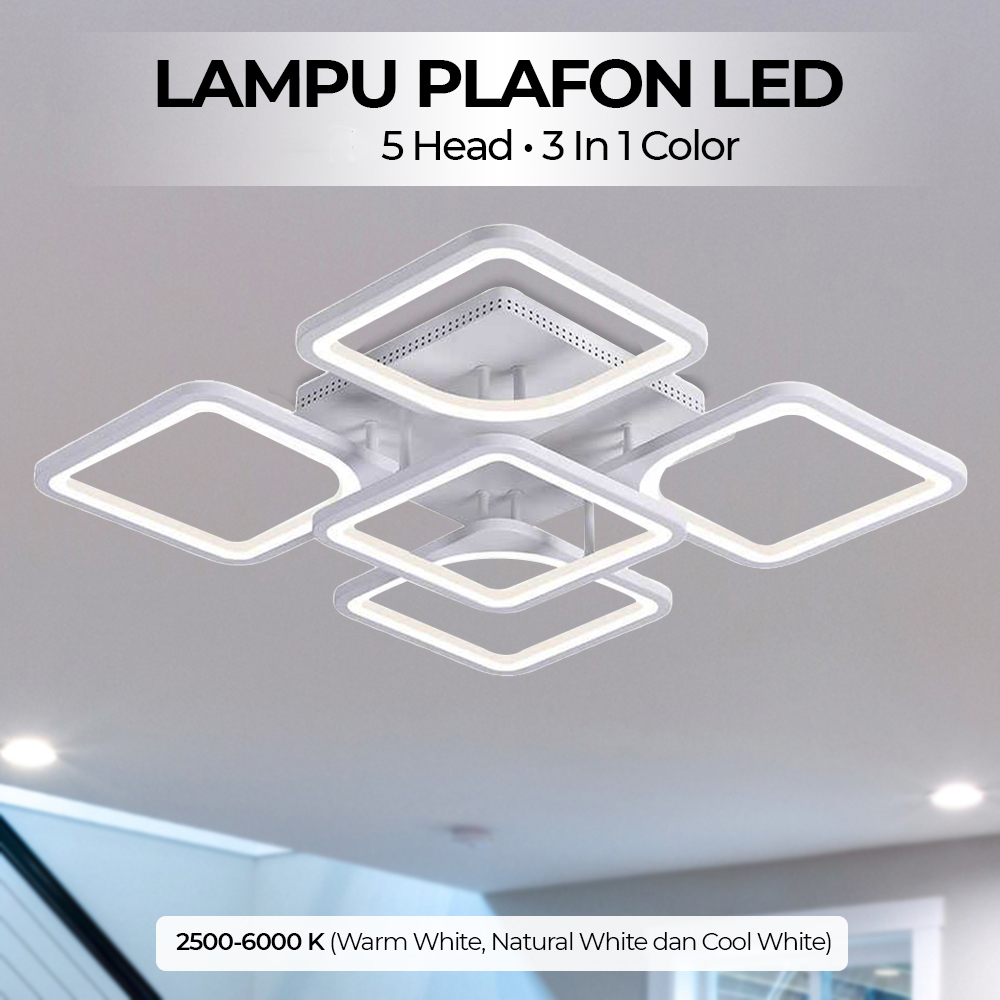 TaffLED Lampu Plafon LED Chandelier Dimmable 60W 5 Head 3in1 Color - 8626