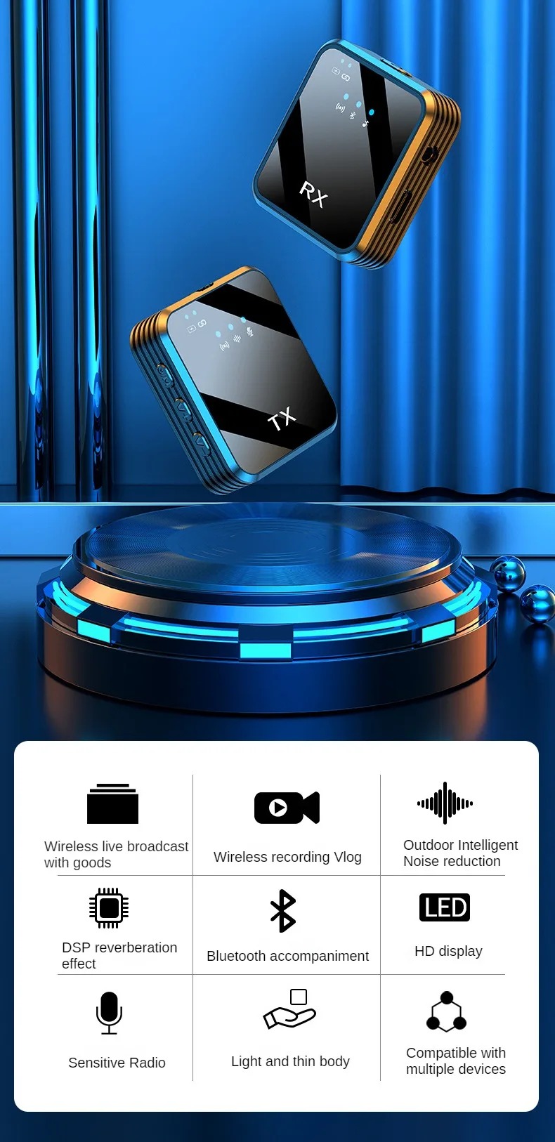 ANYTROX Clip On Mic Wireless for Vlogging Streaming with 2 Transmitter - ANC24