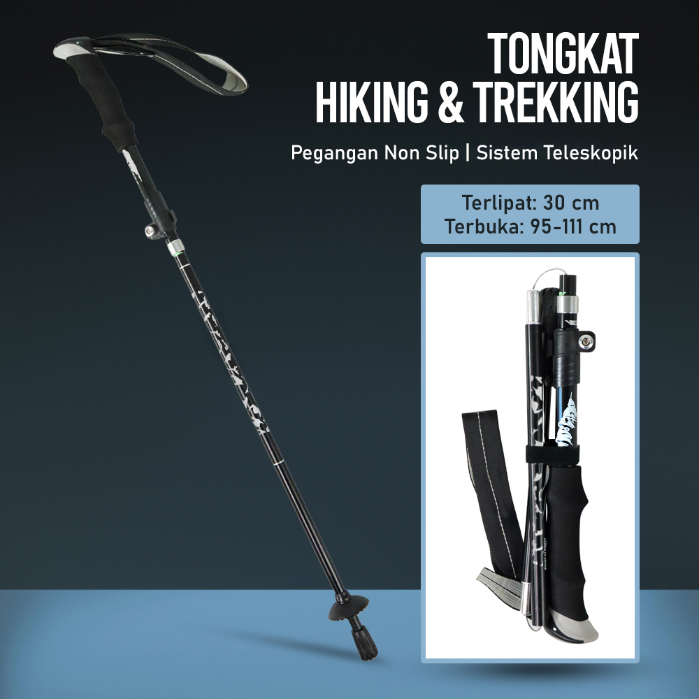 TaffSPORT Tongkat Hiking Trekking Pole 110cm Foldable 30cm - 101