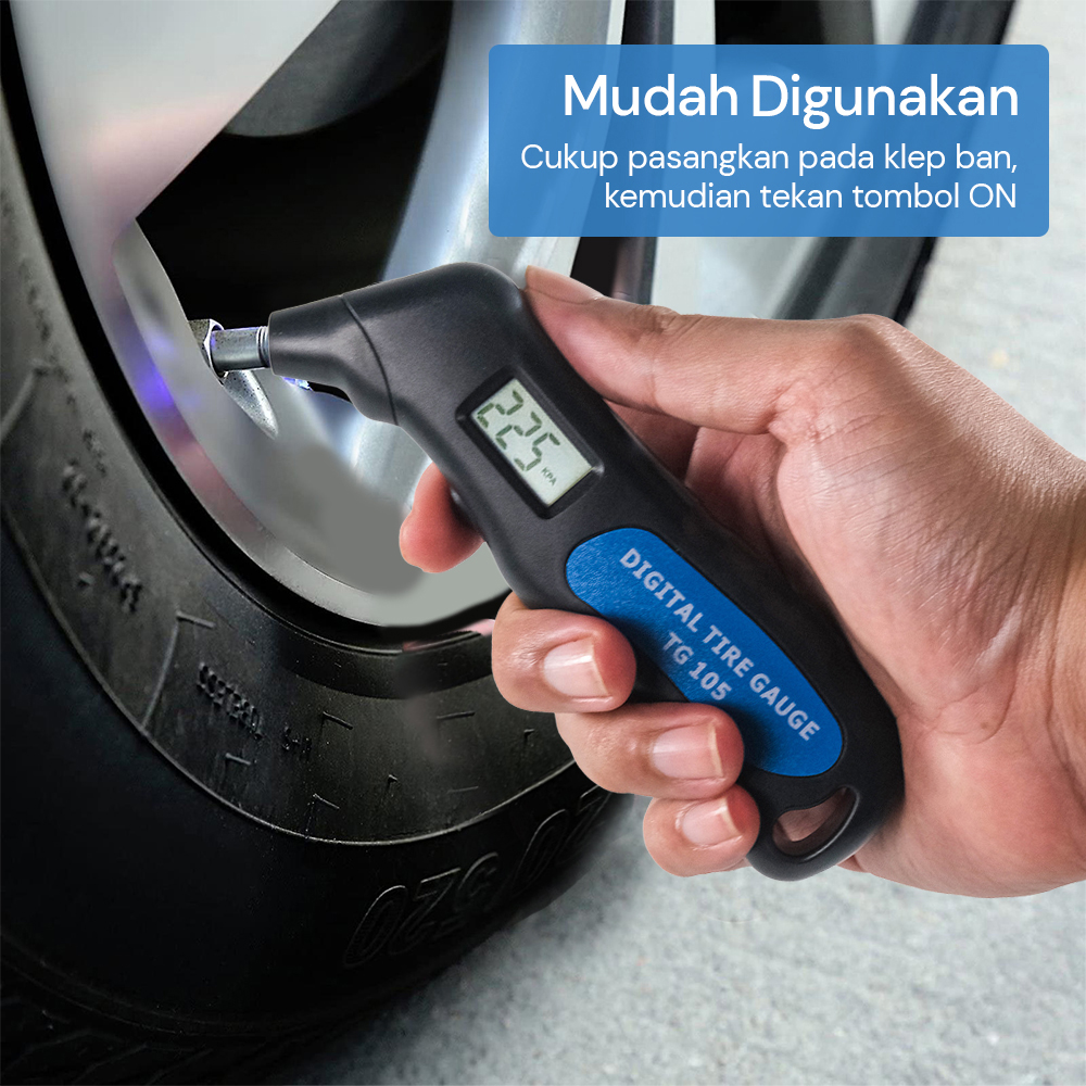 TEHAOGJ Pengukur Tekanan Angin Ban Mobil Digital Tire Pressure Gauge - TG105
