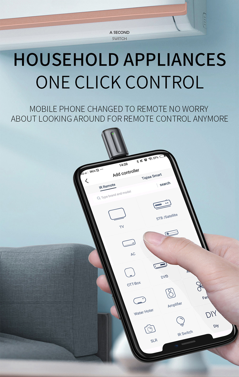 OCRUSTAR OTG Remote Control Infrared Smartphone USB Type C for TV AC - EKX5S-T