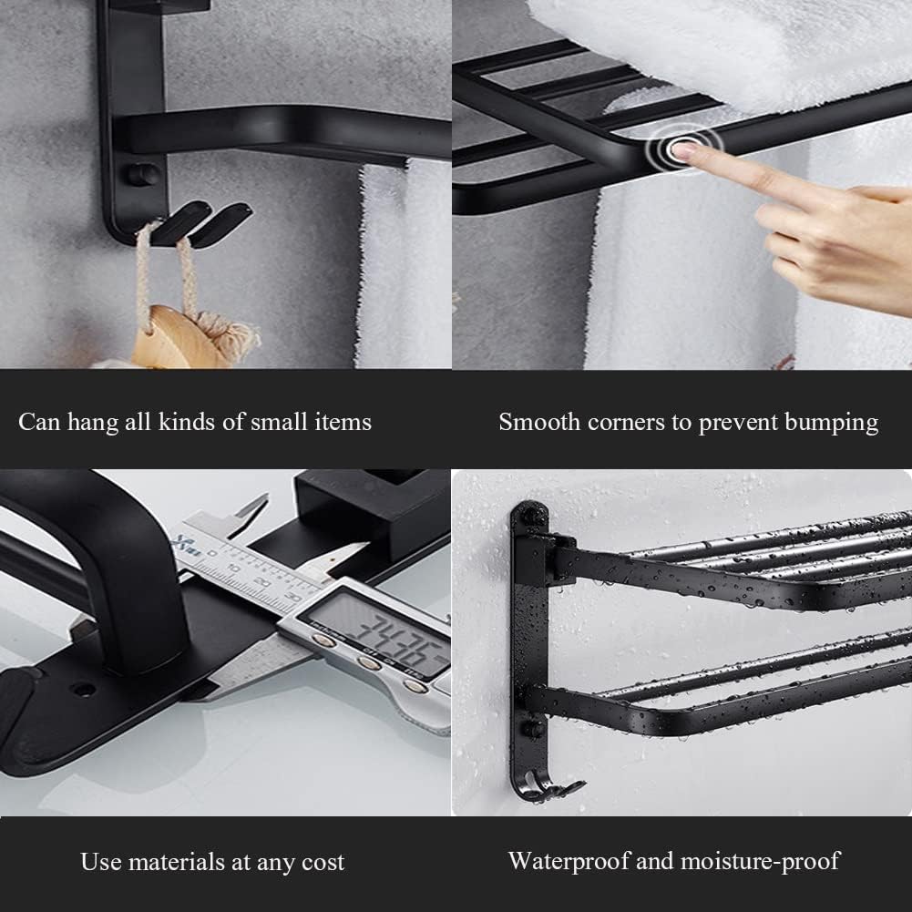CANRY Rak Dinding Kamar Mandi Gantungan Handuk Double Layer Foldable - C2